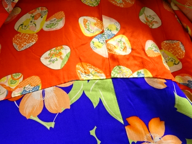  大正ロマン　錦紗草花模様長羽織